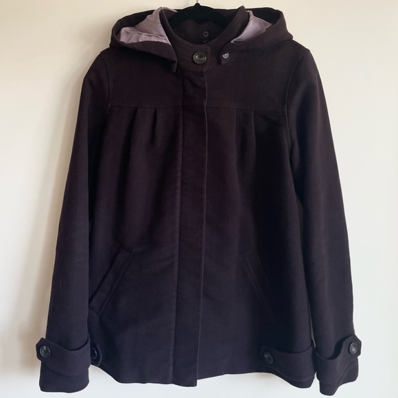 NWOT  7 For All Mankind Hooded Jacket Button / Pocket Detail Dark Plum - Picture 3 of 12